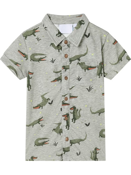 Chemise en coton peigné imprimé crocodile col pointu - vidaxl - Kiabi Chemise en coton peigné imprimé crocodile col pointu - vidaxl - Kiabi