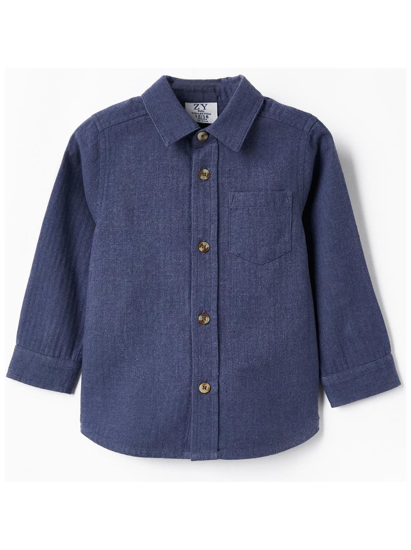 Chemise en coton pour bébé garçon manches longues  LITERATURE CLUB Bleu - Kiabi