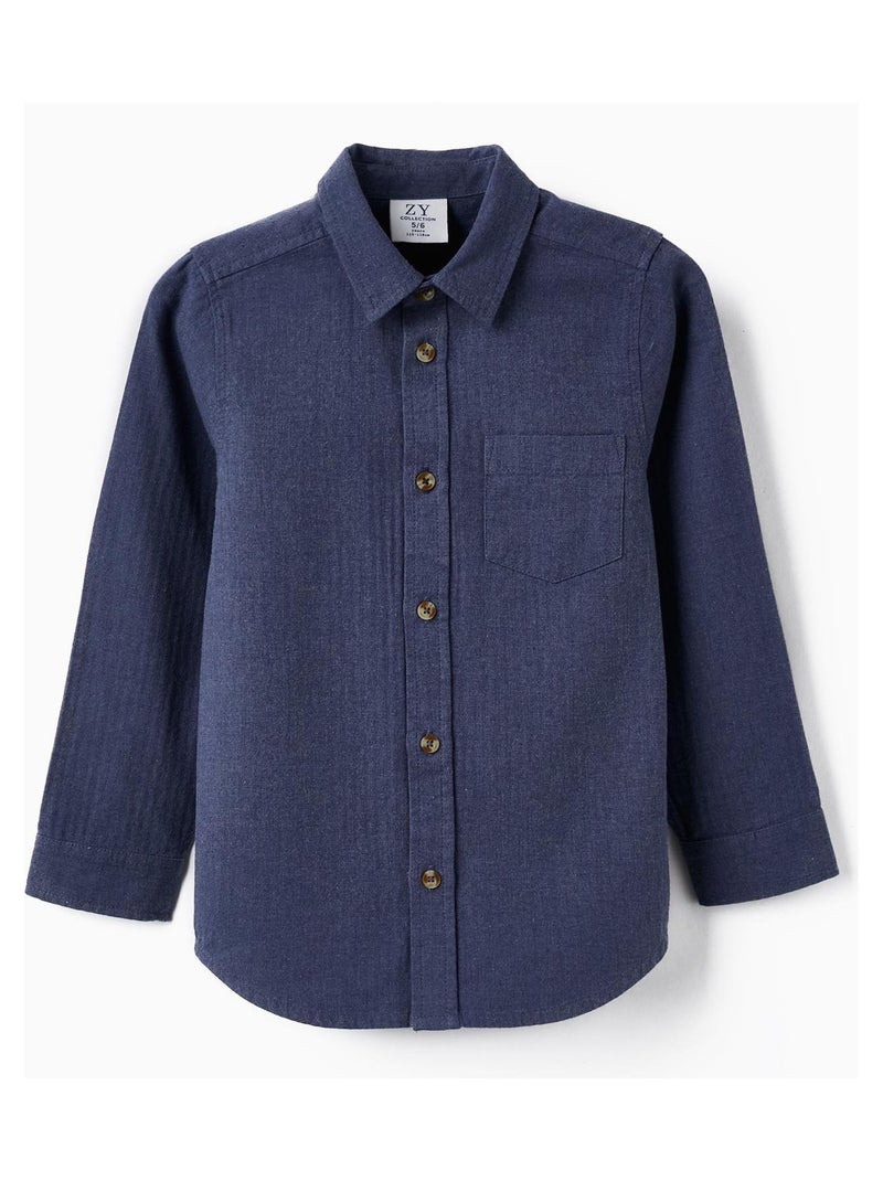 Chemise en coton pour garçon manches longues  LITERATURE CLUB Bleu - Kiabi