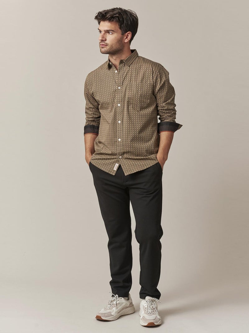 Chemise en coton stretch pour homme avec motif graphique 'Deeluxe' Gris taupe - Kiabi