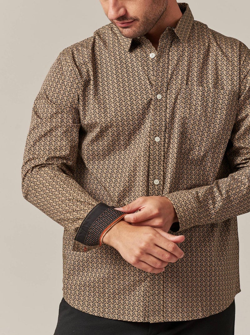 Chemise en coton stretch pour homme avec motif graphique 'Deeluxe' Gris taupe - Kiabi
