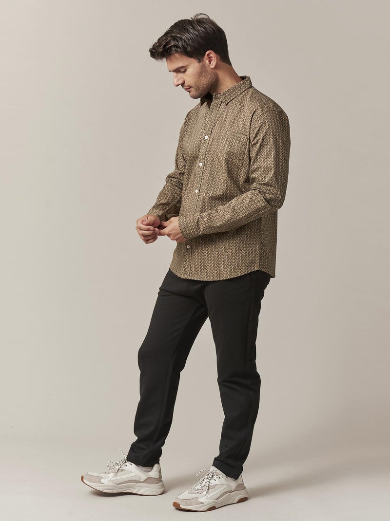 Chemise en coton stretch pour homme avec motif graphique 'Deeluxe' Gris taupe - Kiabi