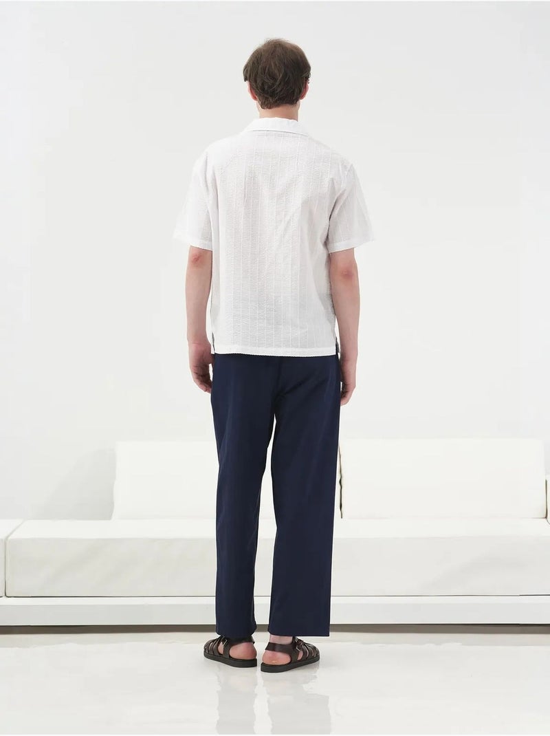 Chemise en coton texturé à manches courtes giesto Blanc - Kiabi