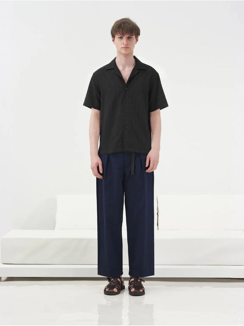 Chemise en coton texturé à manches courtes giesto Noir - Kiabi