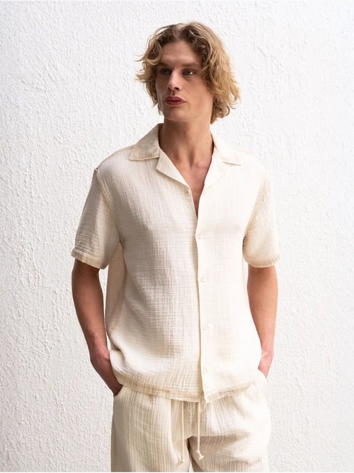Chemise en coton texturé à manches courtes pour homme giesto - Kiabi Chemise en coton texturé à manches courtes pour homme giesto - Kiabi