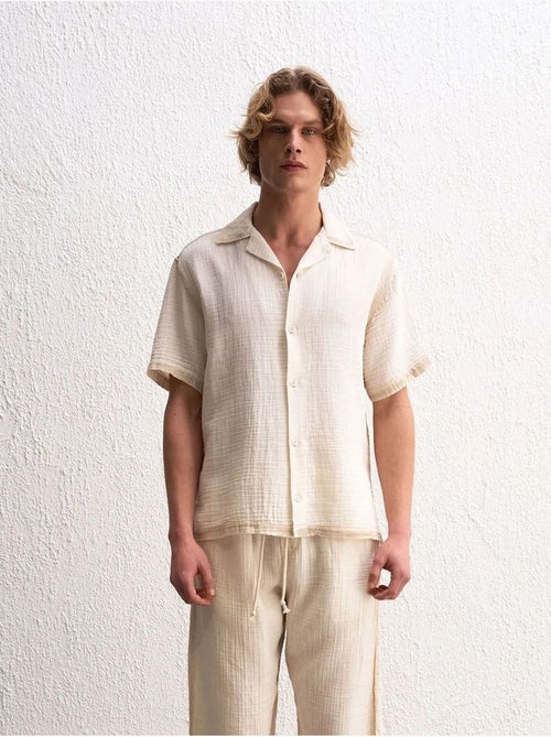 Chemise en coton texturé à manches courtes pour homme giesto - Kiabi Chemise en coton texturé à manches courtes pour homme giesto - Kiabi