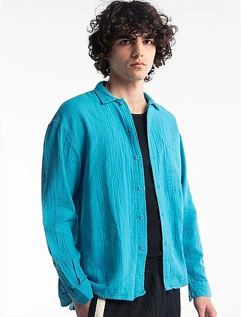 Chemise en coton texturé coupe décontractée giesto