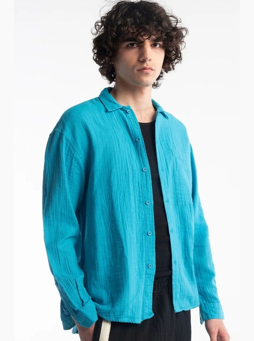 Chemise en coton texturé coupe décontractée giesto - Kiabi Chemise en coton texturé coupe décontractée giesto - Kiabi