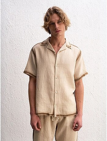 Chemise en coton tissé texturé avec fermeture à boutons giesto