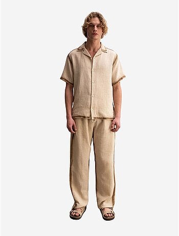 Chemise en coton tissé texturé avec fermeture à boutons giesto