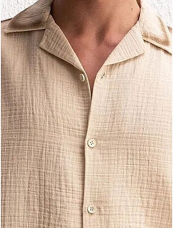 Chemise en coton tissé texturé avec fermeture à boutons giesto