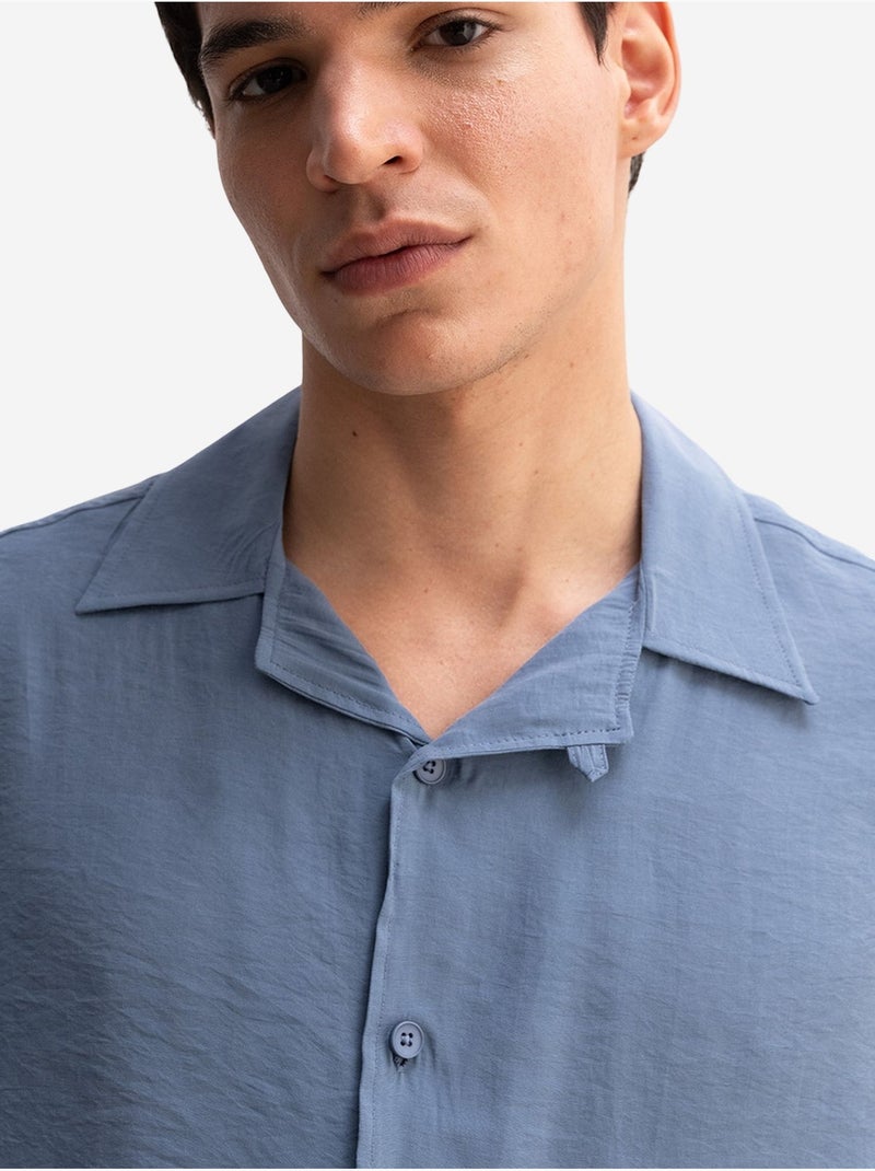Chemise en crêpe avec détail noué coupe décontractée pour homme giesto Bleu saphir - Kiabi