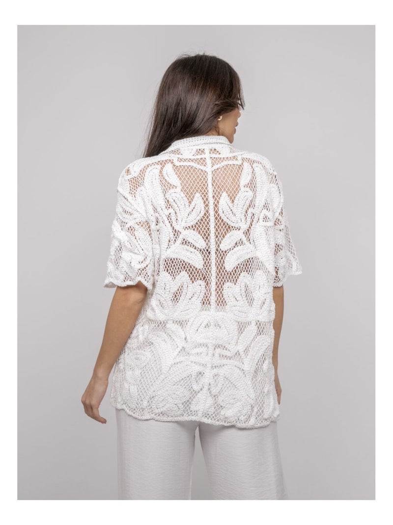 Chemise en crochet manches courtes ogane Blanc - Kiabi