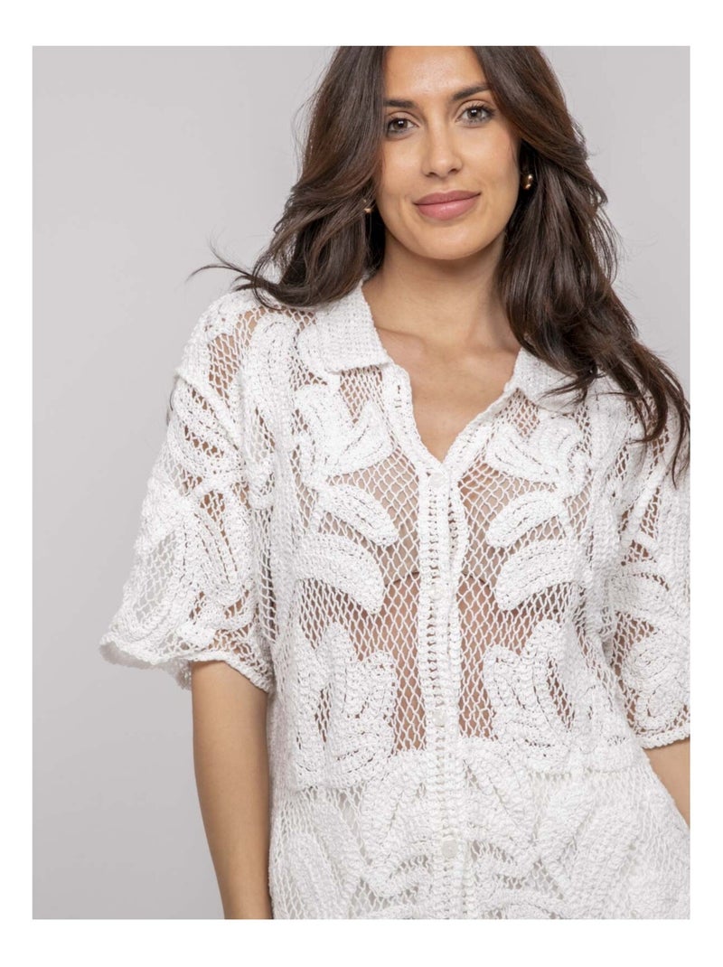 Chemise en crochet manches courtes ogane Blanc - Kiabi