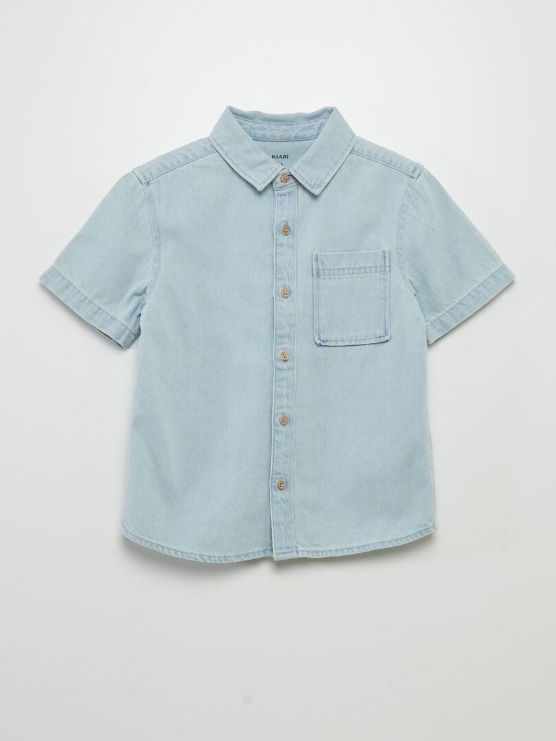 Chemise en denim à manches courtes Bleu clair - Kiabi