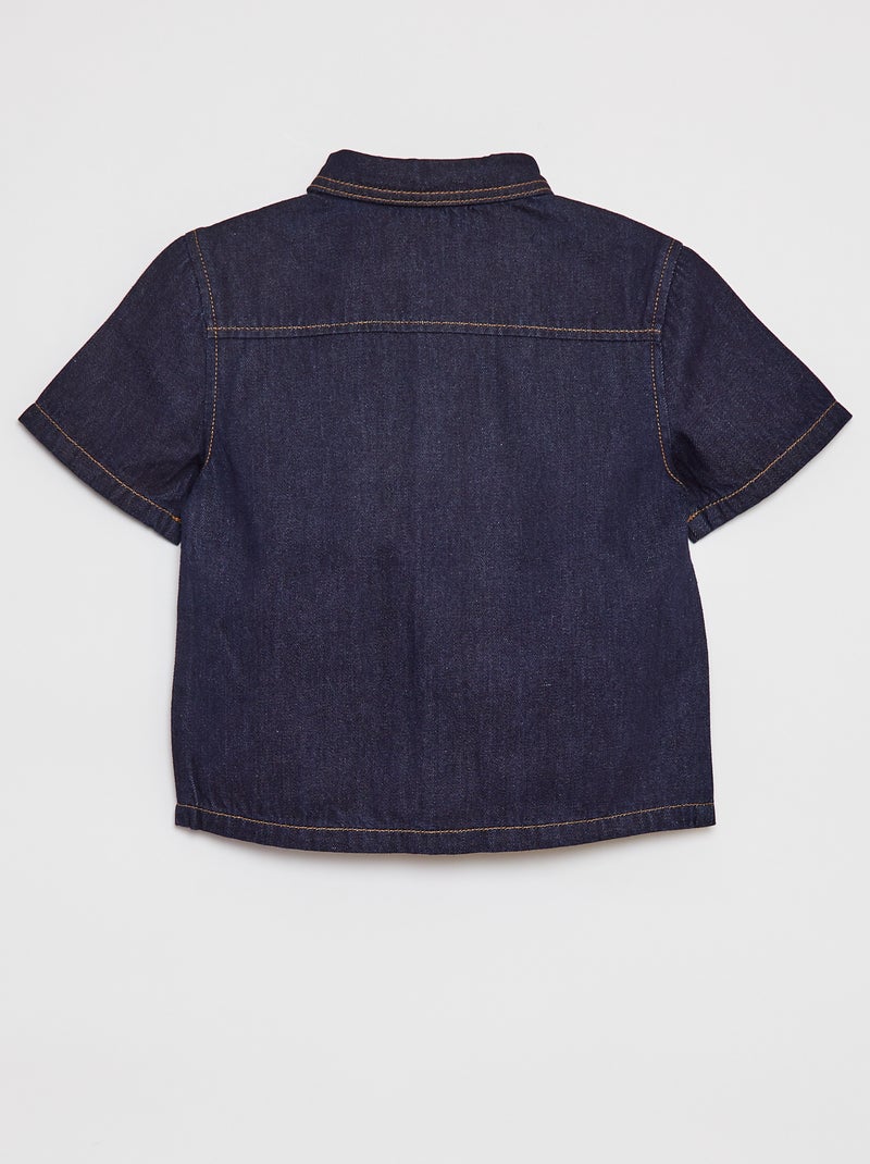 Chemise En Jean Dickies Manches Courtes - Taille XL, Rayée Bleue - Occasion Très Bon état