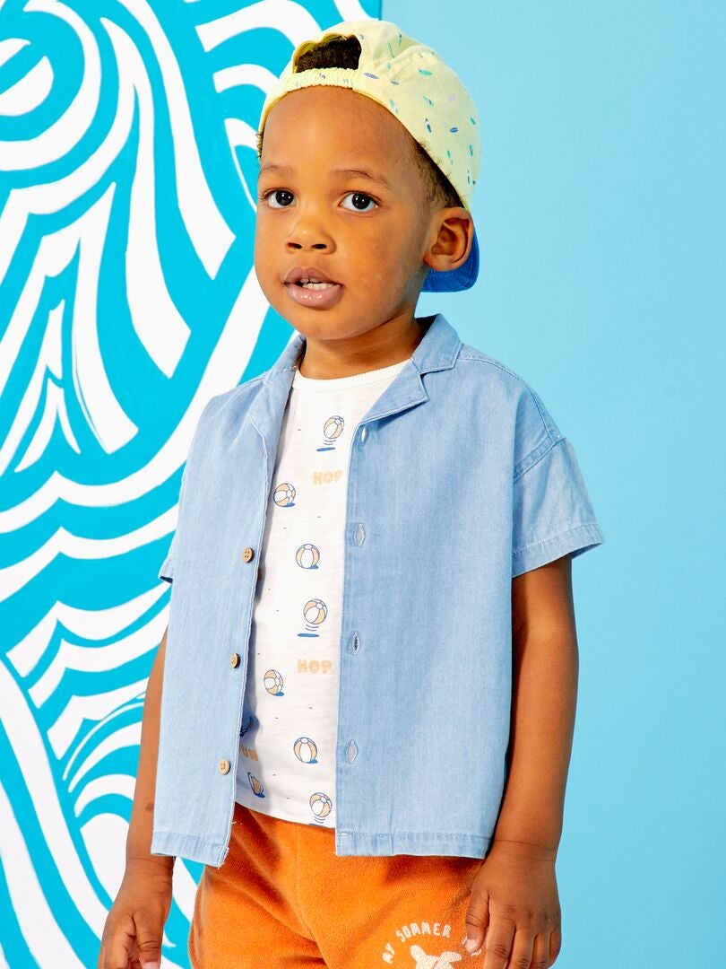 Chemise en denim à manches courtes Bleu - Kiabi