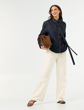 Chemise en denim avec col lavallière
