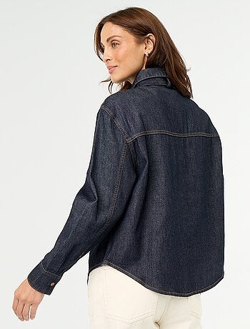 Chemise en denim avec col lavallière