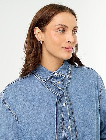 Chemise en denim avec col lavallière