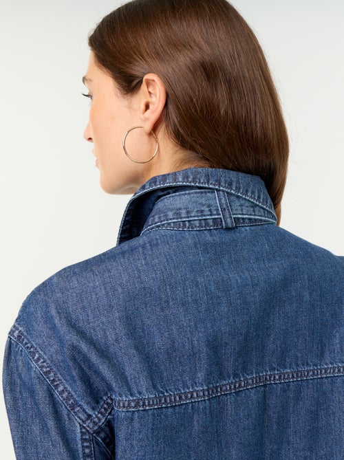 Chemise en denim avec col lavallière - Kiabi
