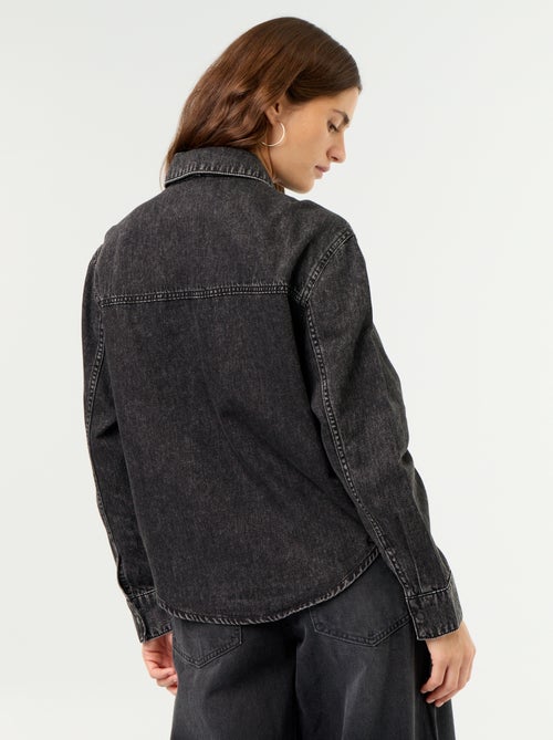 Chemise en denim avec col lavallière - Kiabi
