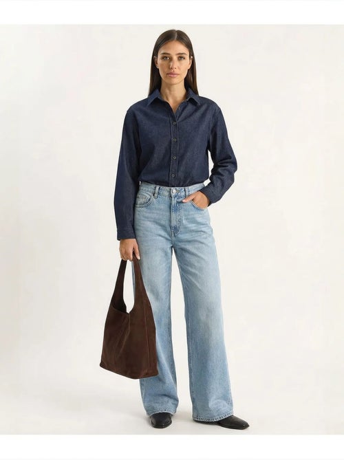Chemise en denim de coton femme lucci - Kiabi