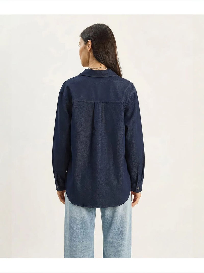 Chemise en denim de coton femme lucci Bleu outremer - Kiabi