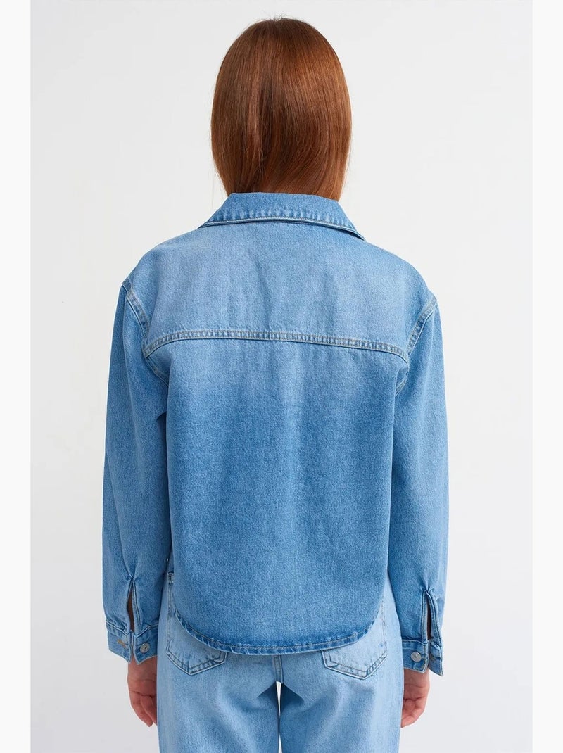 Chemise en denim de coton pour femme dilvin Bleu saphir - Kiabi