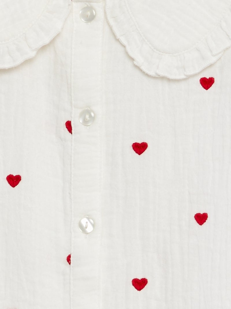 Chemise en double gaze de coton Blanc - Kiabi