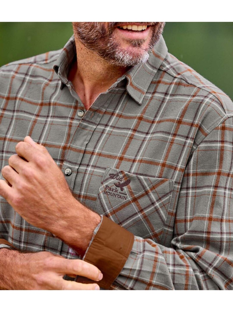 Chemise en Flanelle à Carreaux   - ATLAS FOR MEN Gris - Kiabi