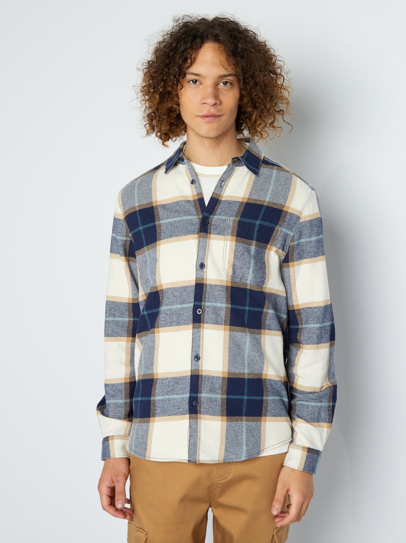 Chemise en flanelle à carreaux Bleu - Kiabi