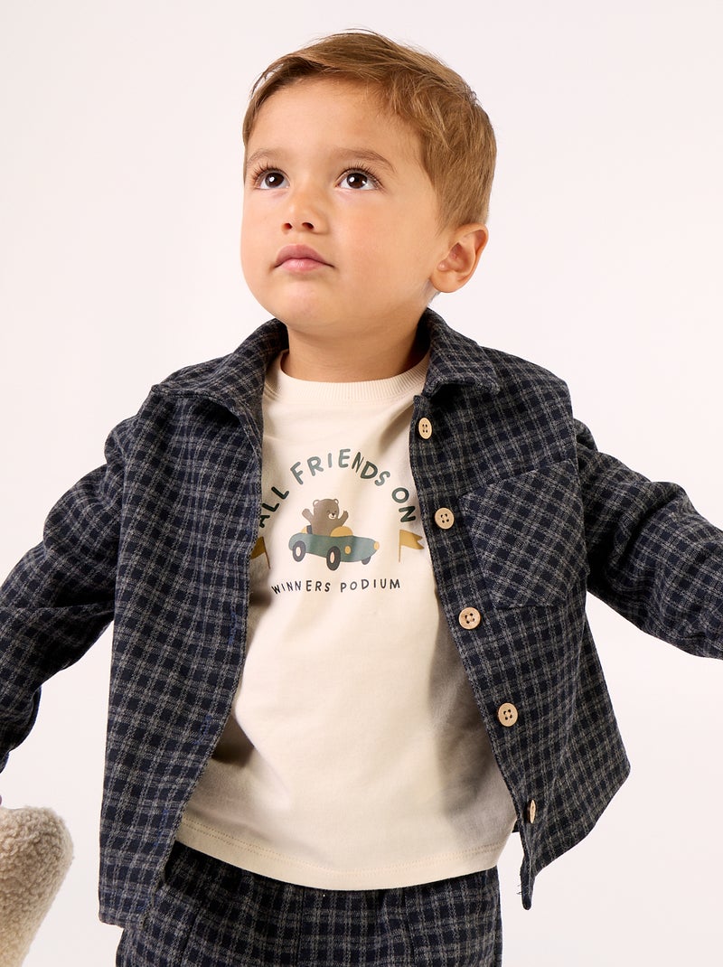 Chemise en flanelle à carreaux Bleu - Kiabi