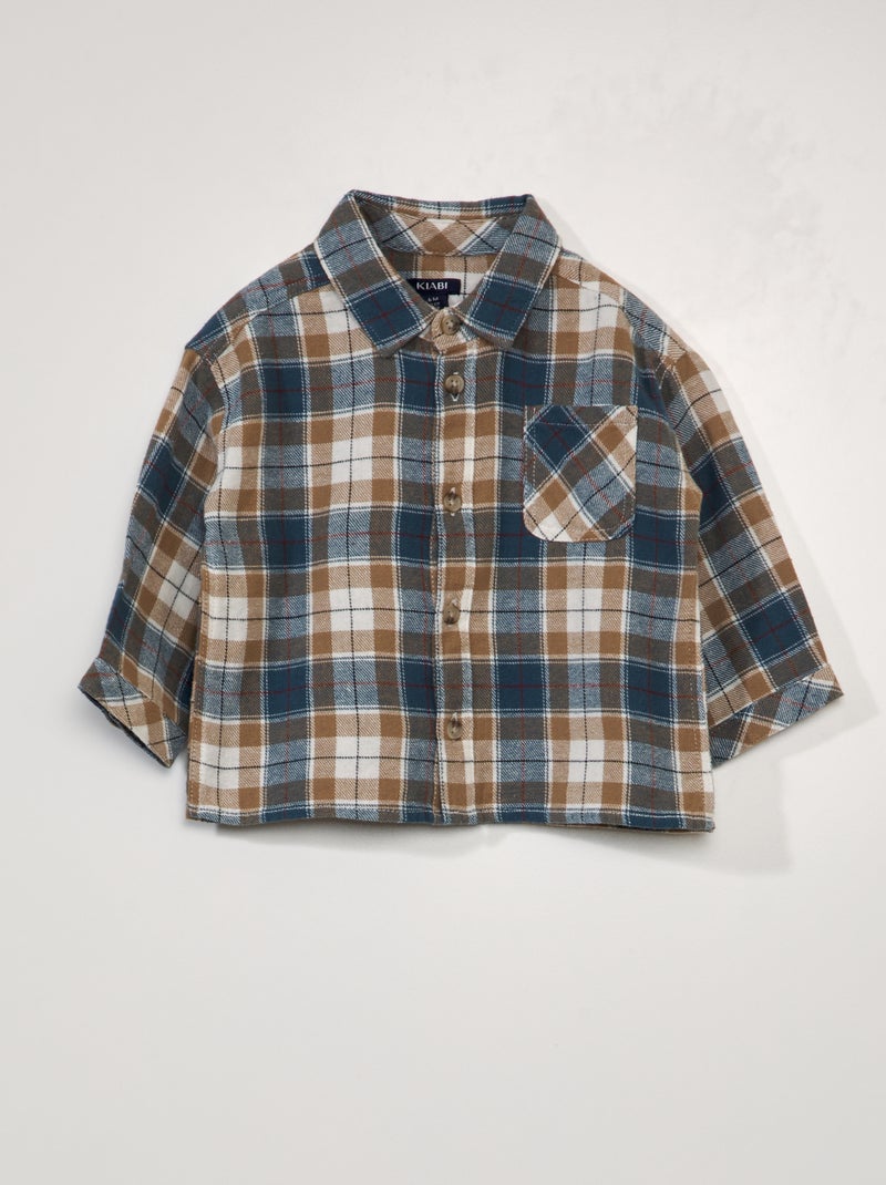 Chemise en flanelle à carreaux Bleu/vert - Kiabi