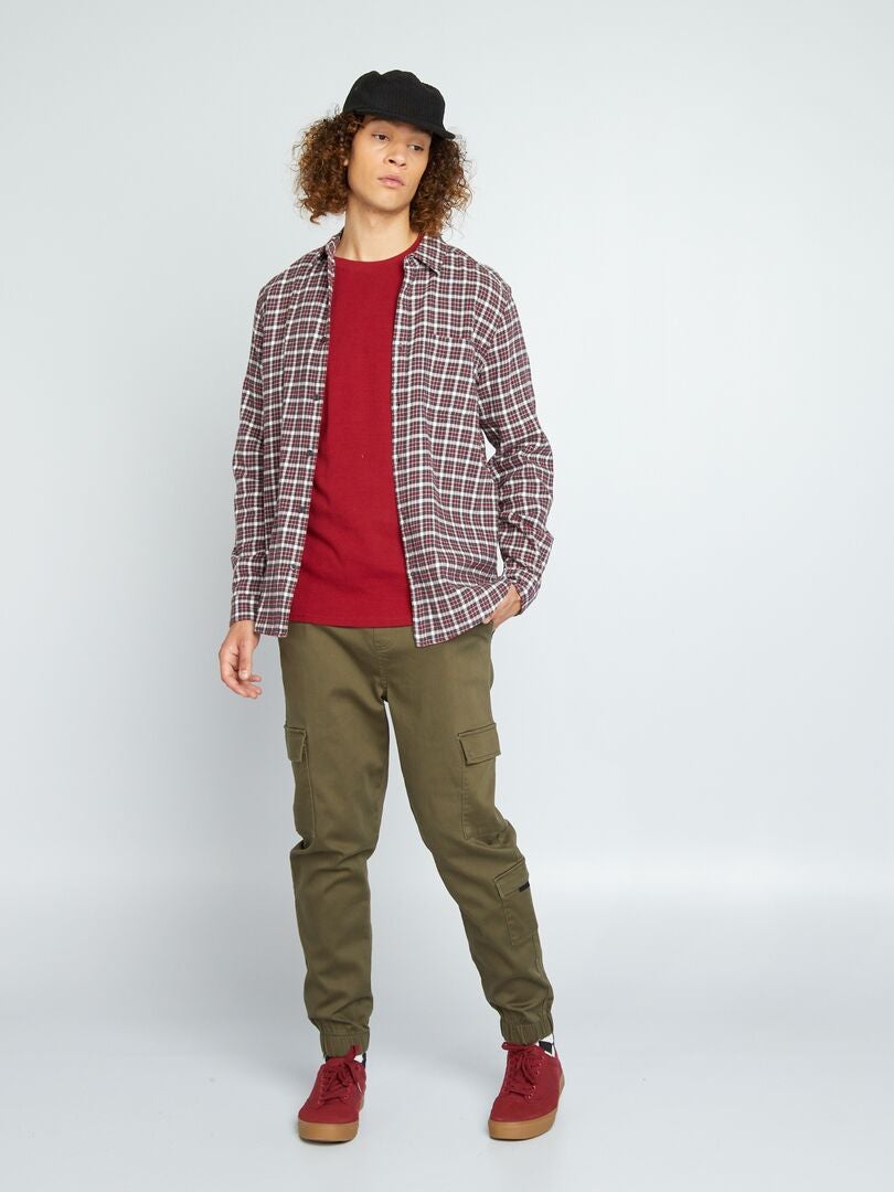 Chemise en flanelle à carreaux Bordeaux - Kiabi