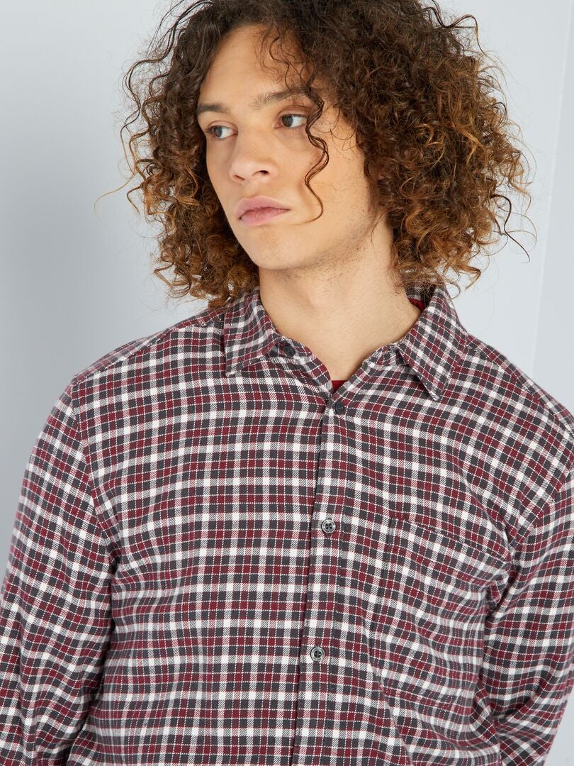 Chemise en flanelle à carreaux Bordeaux - Kiabi