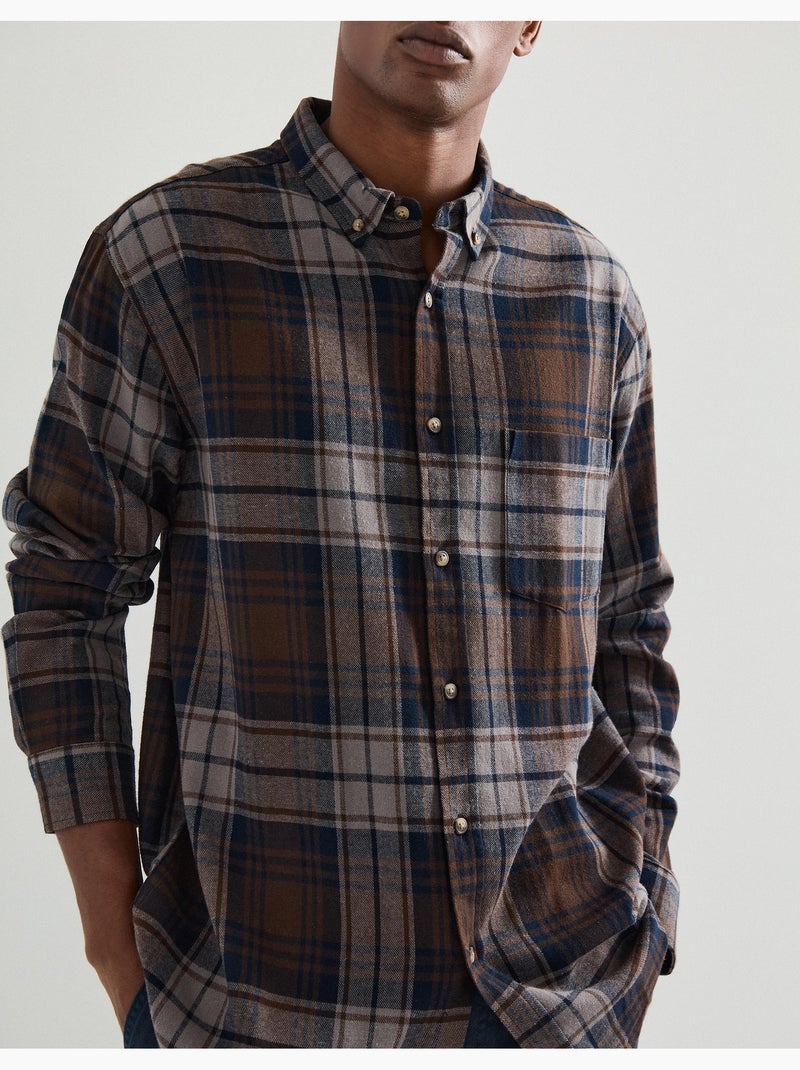 Chemise en flanelle à carreaux, MO Fashion Marron - Kiabi