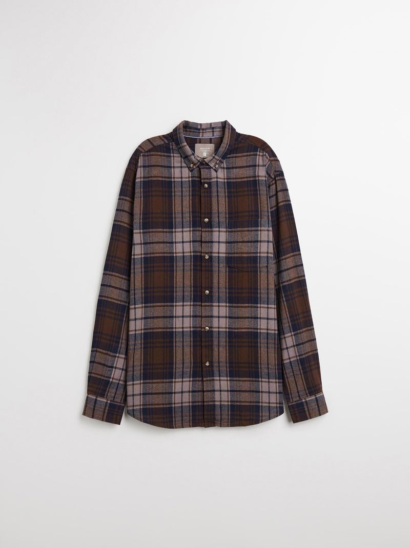 Chemise en flanelle à carreaux, MO Fashion Marron - Kiabi