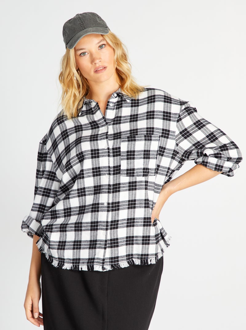 Chemise en flanelle à carreaux Noir - Kiabi
