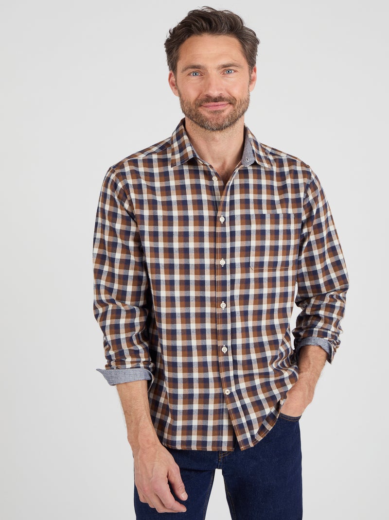 Chemise en flanelle à carreaux Thermolactyl - Damart Bleu - Kiabi