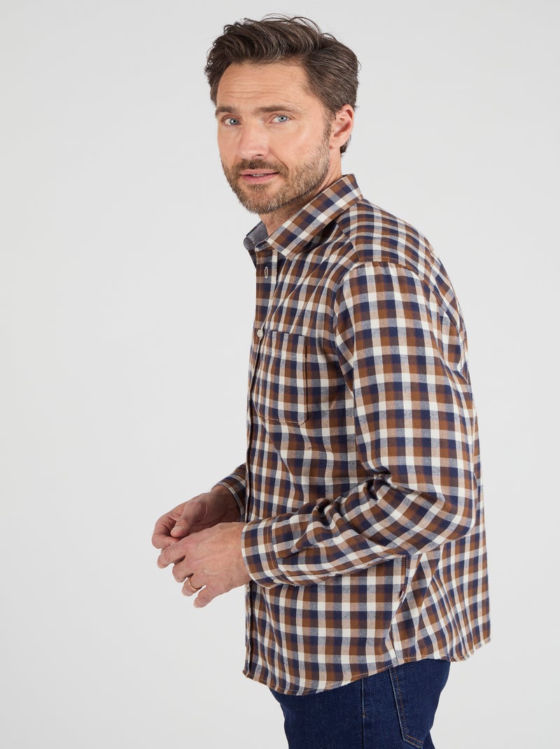 Chemise en flanelle à carreaux Thermolactyl - Damart Bleu - Kiabi