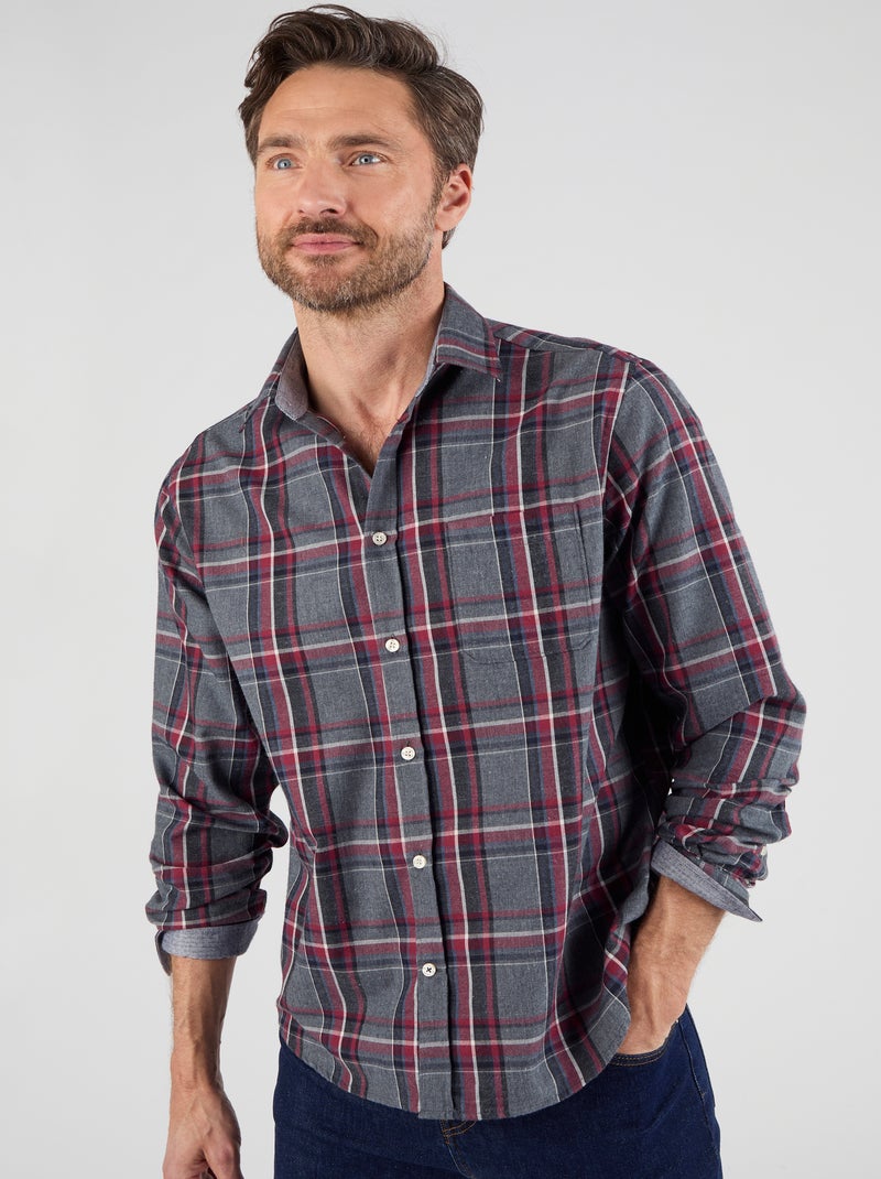 Chemise en flanelle à carreaux Thermolactyl - Damart Gris - Kiabi