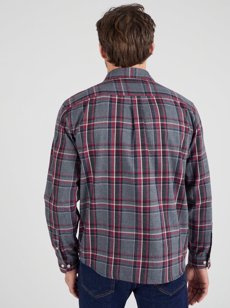 Chemise en flanelle à carreaux Thermolactyl - Damart Gris - Kiabi