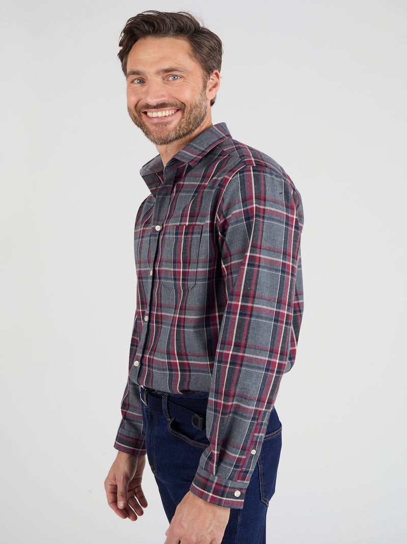 Chemise en flanelle à carreaux Thermolactyl - Damart Gris - Kiabi