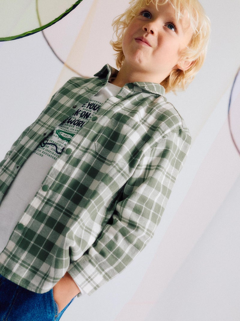 Chemise en Flanelle à Carreaux Vert - Kiabi