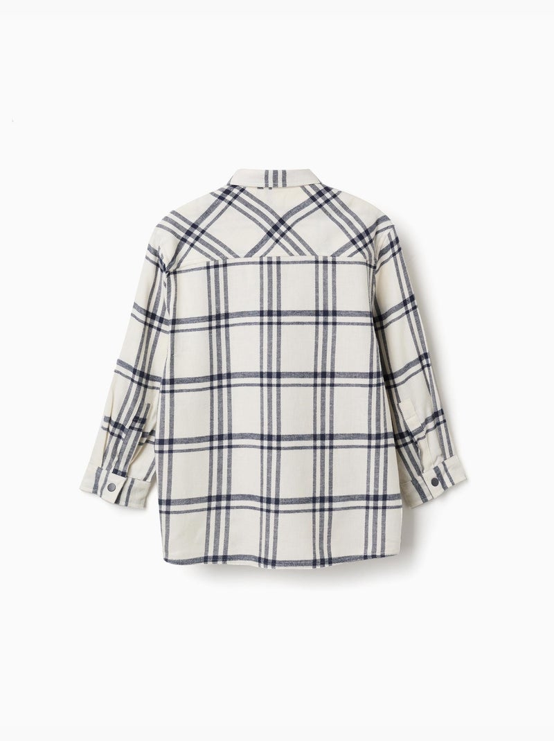 Chemise en flanelle à manches longues à carreaux Blanc - Kiabi