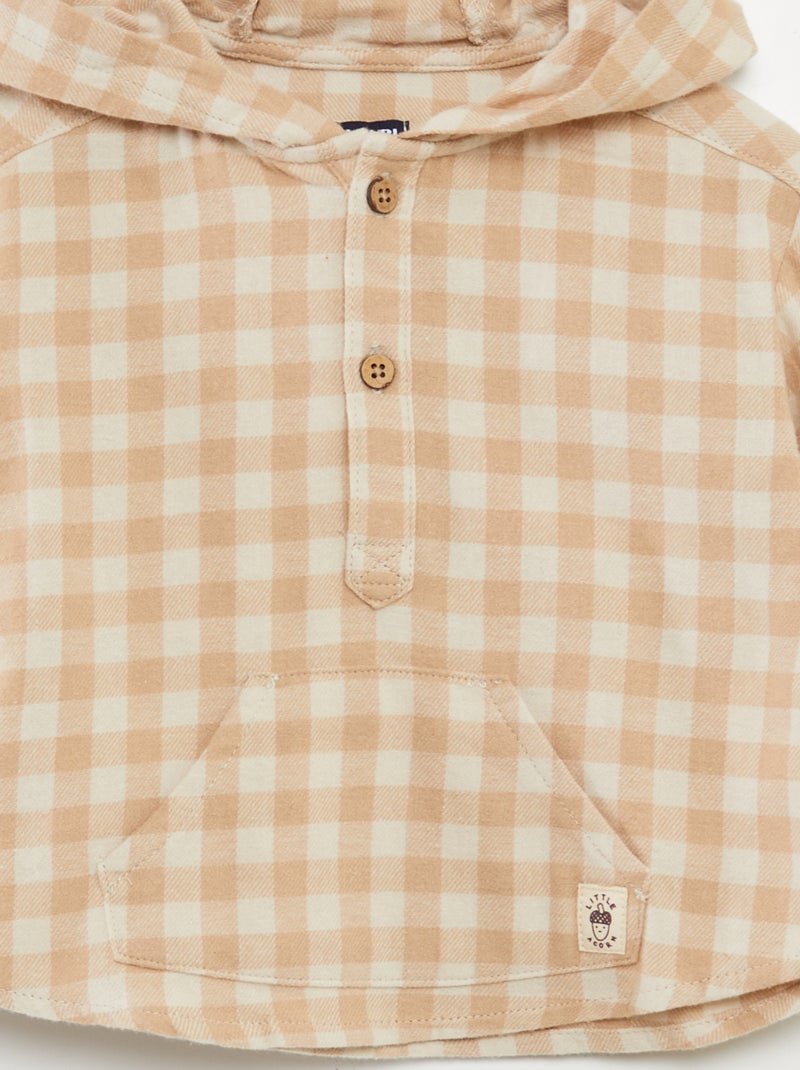 Chemise en flanelle avec capuche Beige - Kiabi