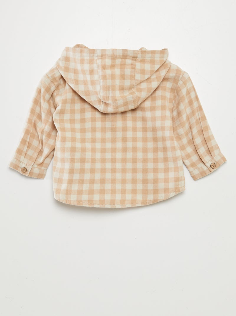 Chemise en flanelle avec capuche Beige - Kiabi