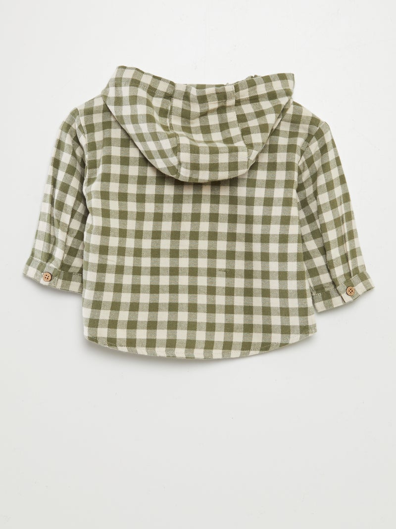 Chemise en flanelle avec capuche Kaki - Kiabi
