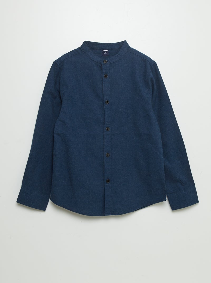 Chemise en flanelle avec col mao BLEU - Kiabi